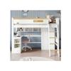 Lit superposé - 90x200cm - Blanc + couleurs naturelles - Avec barrières de sécurité - Table et armoire intégrées