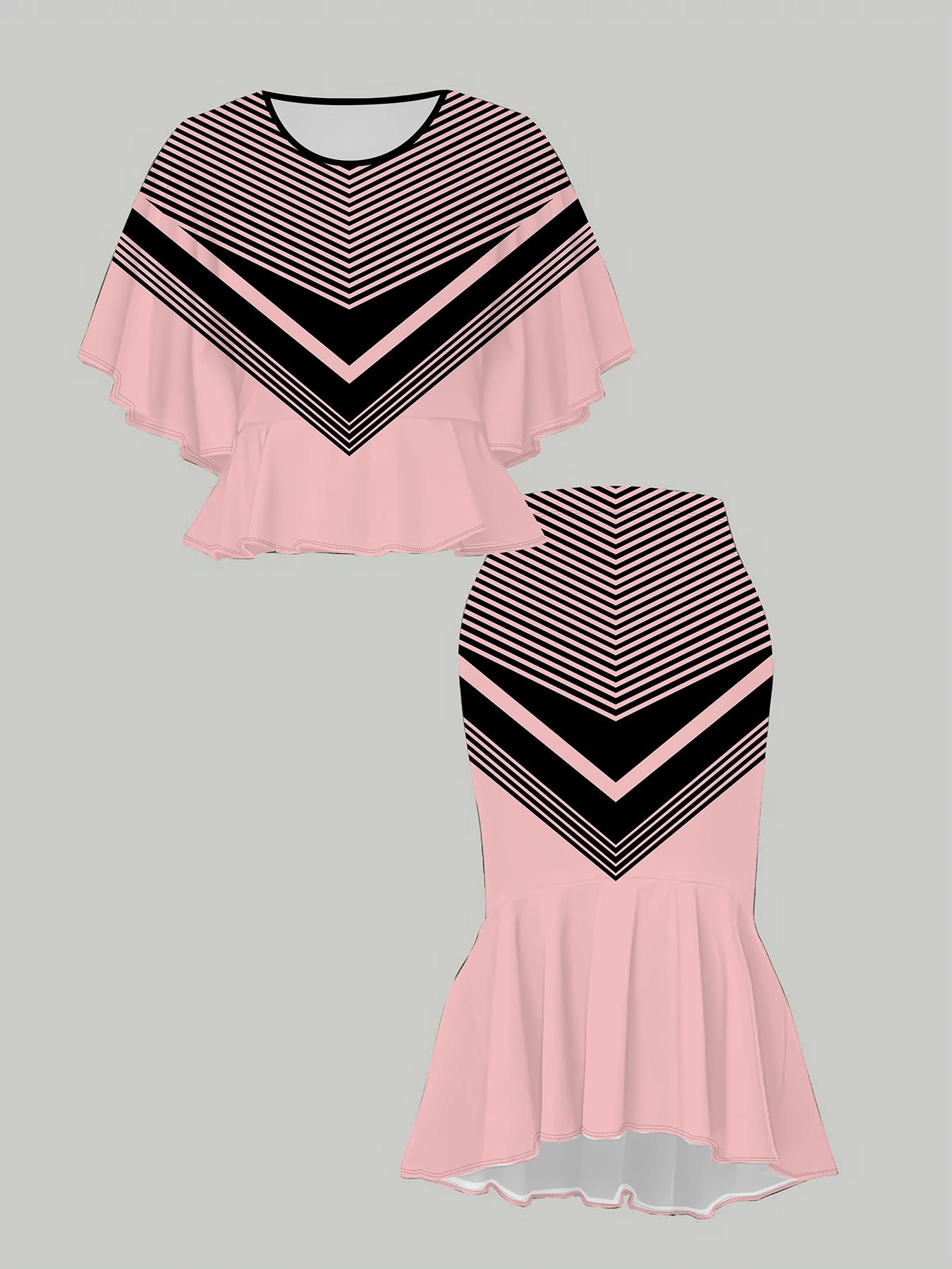 

Классический тотемный женский принт, напечатанный на 3D-принтере, Модный большого размера, Элегантный, Универсальный для всех сезонов. Футболка, Юбка и Комплект 1XL розовый