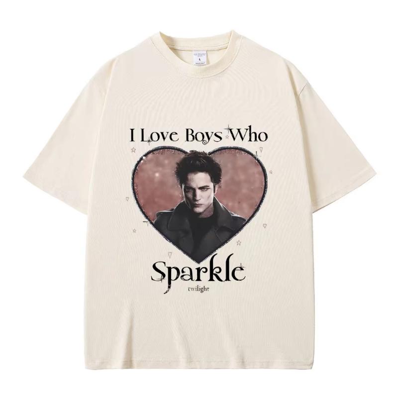 Movie Twilight I Love Boys Who Sparkle Robert Pattinson Graphic T Shirt Edward Cullen Tshirt Men Women Vintage Oversized T-sh... S разноцветный