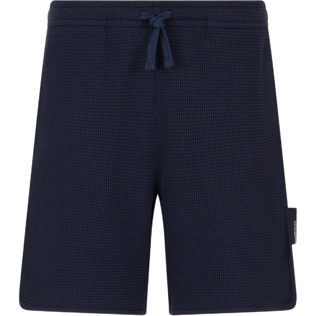 Emporio Armani Cotton Drawstring Solid Color Waffle Home Leisure Shorts Men shorts Armani-Blue EM000631-AF10792-UB102 XL