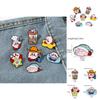Cute Cartoon Kirby Brooch Creative Alloy Milk Tea Cup Cowboy Kirby Bag Accessory Pin