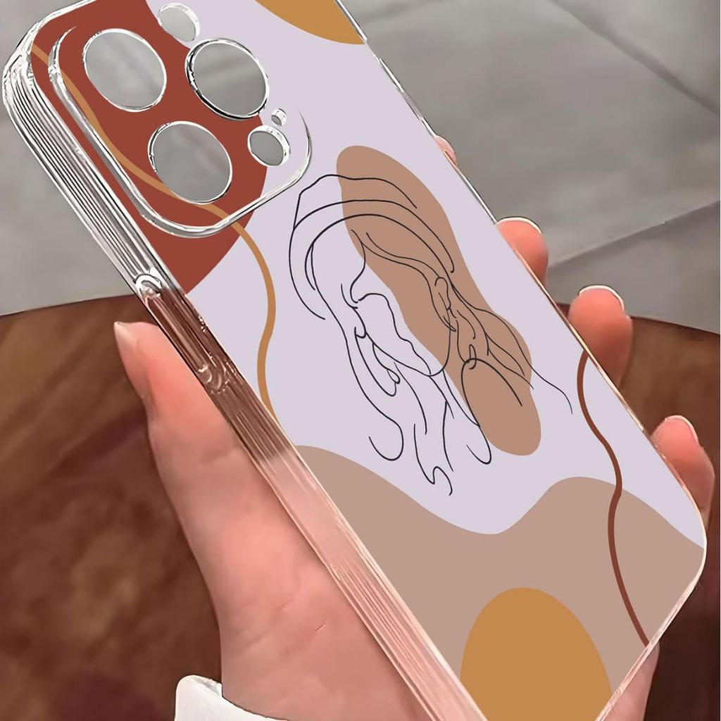 Skizzen-Mädchen Anti-Drop Transparent Hülle für iPhone 14/15/16/17 Pro Max Serie
