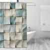 1pc Ice Blue & White Motion Blur Tile Design Shower Curtain - Summer Decor Bathroom Accessories with 12 Plastic Hooks,