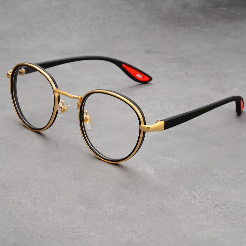 Round Literary Ultralight Anti-blue Light Glasses Comfortable Computer Glasses Metal Spectacles Radiation Protection Optical