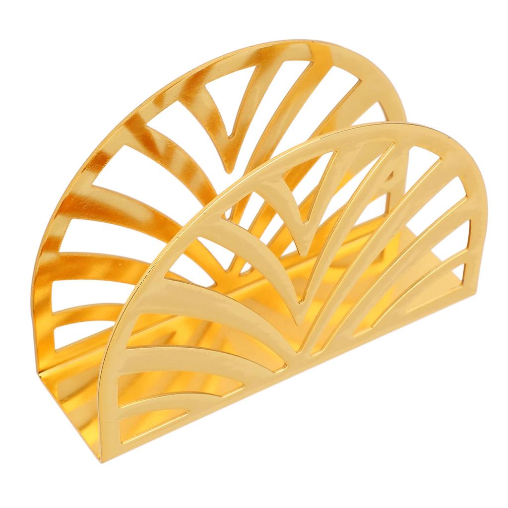 Gold Napkin Holder Hollow Out Semicircle Shape Stainless Steel Vertical Napkin Holder with Nonslip