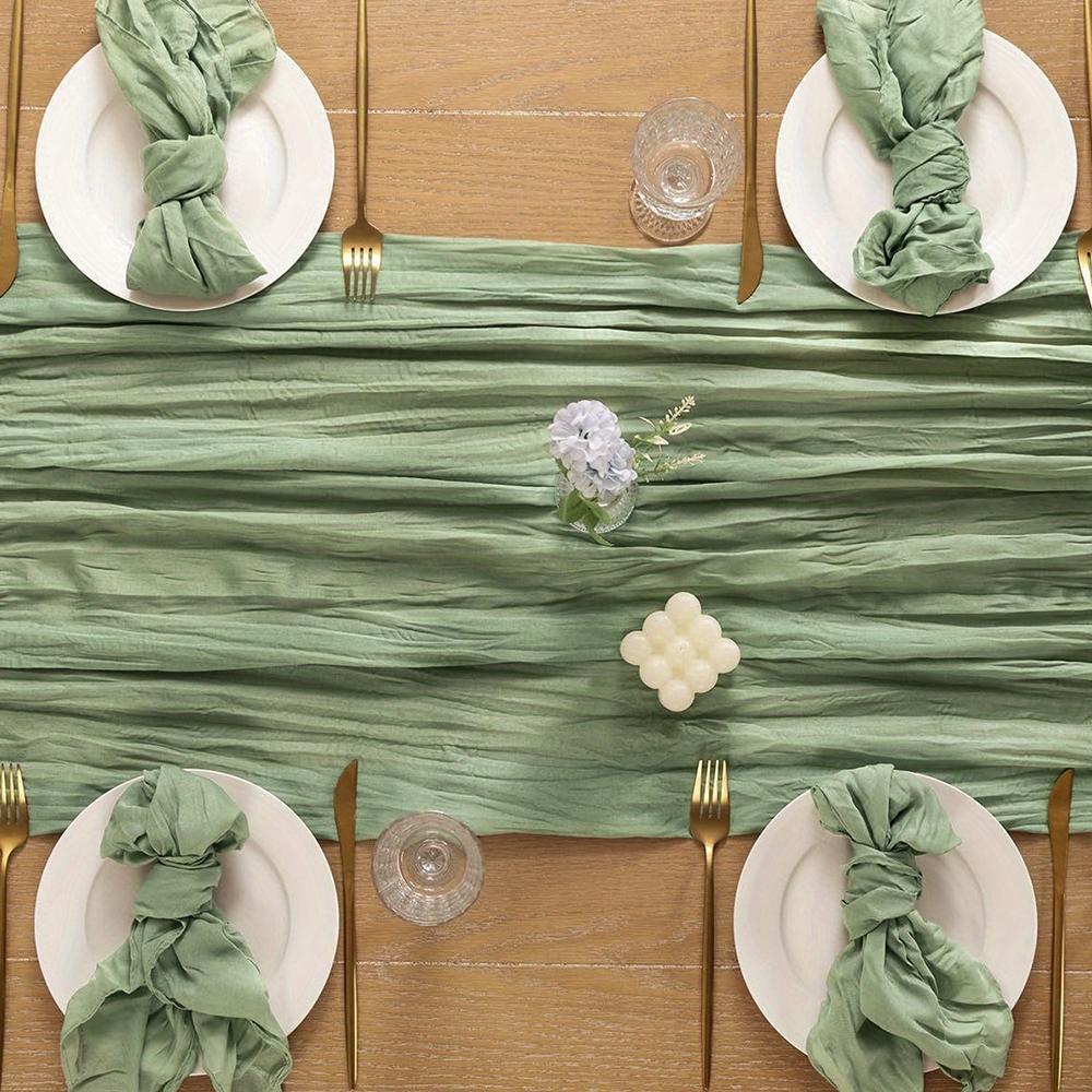 Sada stolního běhounu a ubrousků z gázy Boho Rustikální zmačkaná dekorace pro svatbu, narozeninovou oslavu, jídelní stůl