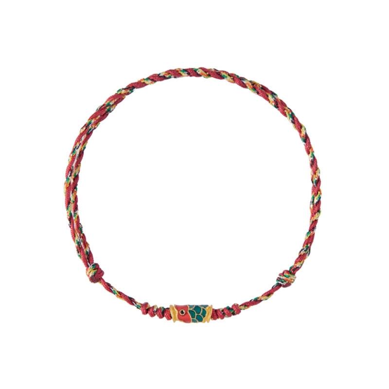 Handwoven Drawable Bracelet Minimalist Cotton Rope Handchain with Kois Fish Pendant Versatile Jewelry for All Occasion