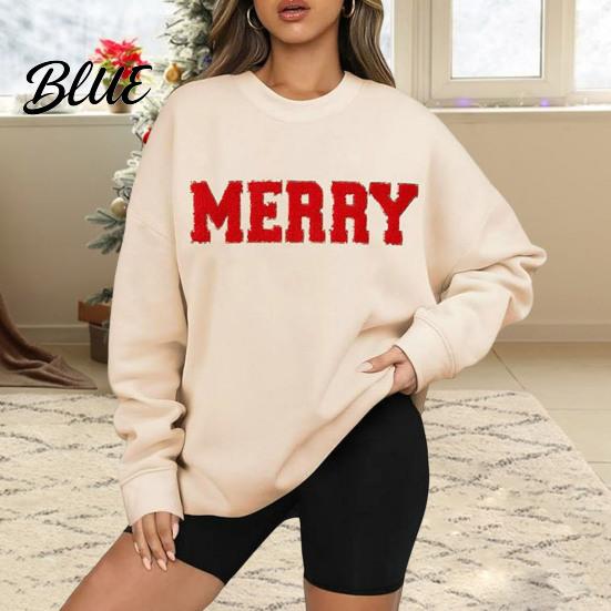 Monogram Print Sweatshirt Woemn O Neck Mid Length Loose Pattern Top Elastic Cuffs And Hem Hip