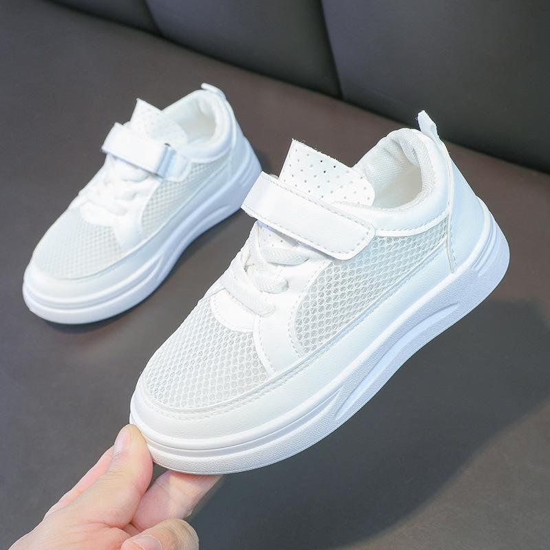 61 Children's Little White Shoes Breathable Boys and Girls Board Shoes Spring and Summer New Baby Net Shoes Soft Sole Student Performance Shoes