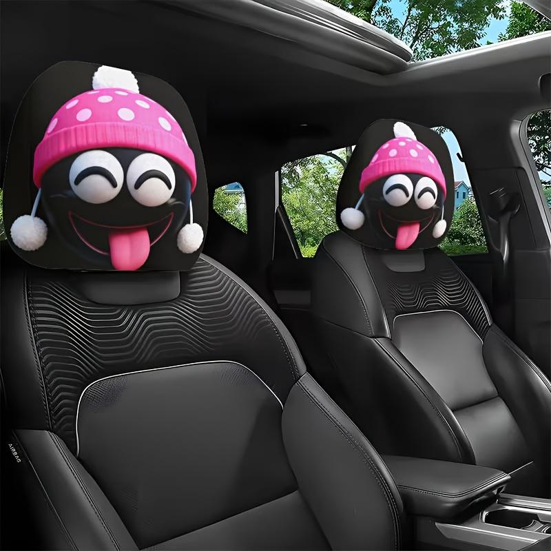 

Two Pink Knitted Caps for Car Headrests, Ideal for Travel And Everyday Use, Enhancing Car Interior Aesthetics Soft And Cozy Appropriate for Any Season
