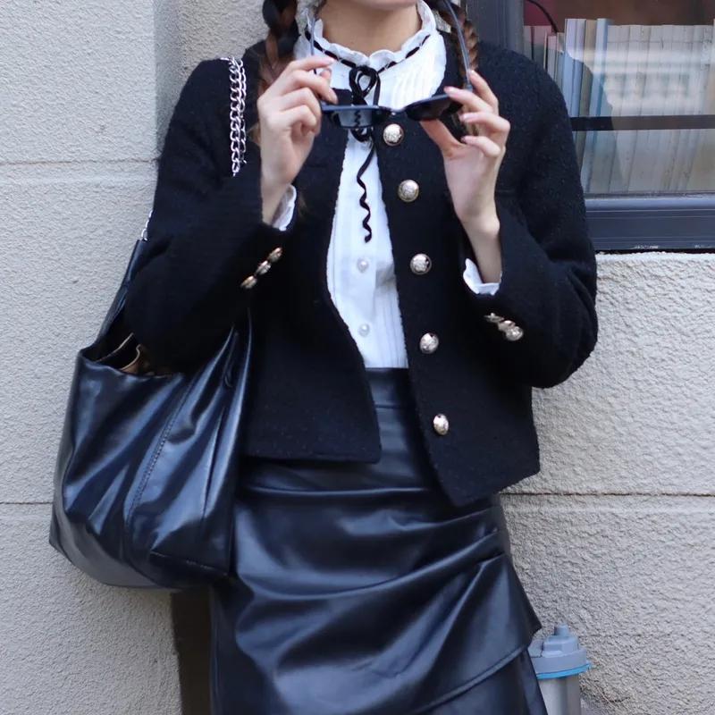 Frühlingsmode im französischen Stil, dicke Woll-Kurzjacke für Damen