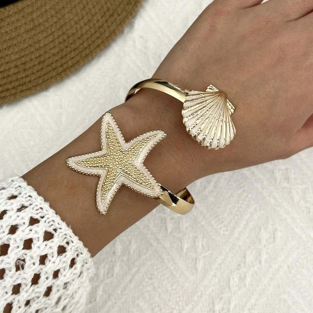 Exaggerated Open Cuff Bracelet Pink White Blue Open Arm Ring Elegant Enamel Flower Bracelet  Women