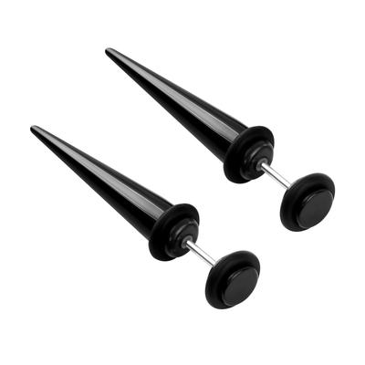 Black Acrylic Cone Ear Expander Studs - Punk Piercing Jewelry