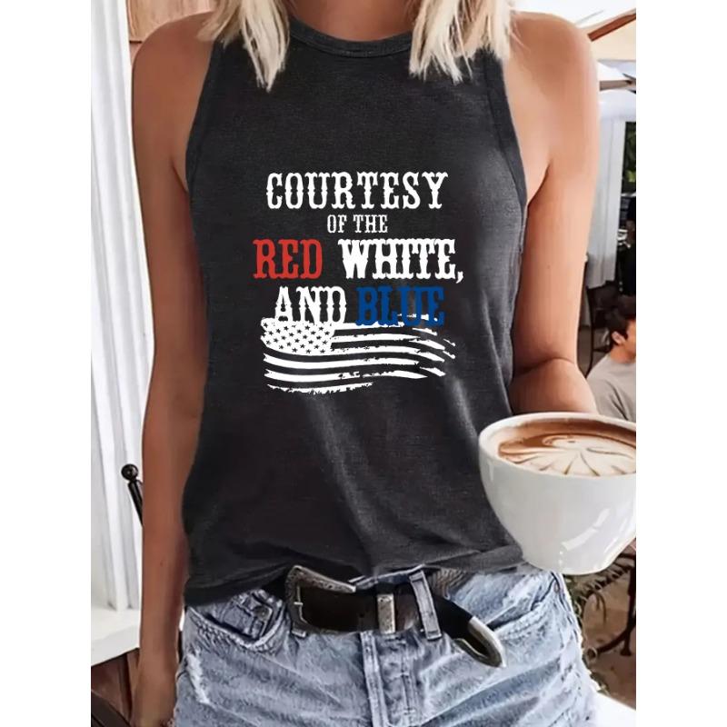 Patriotic Printed Women's Versatile Comfortable Casual and Fashionable Top Vest