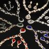 Bridal Wedding Necklace And Earrings Set Fashionable Claw Set Colorful Rhinestones Super Sparkling Banquet Jewelry Two Piece Set