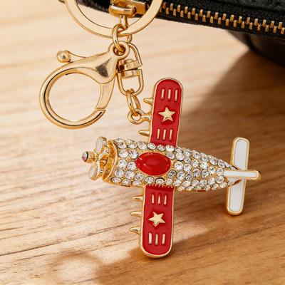Chaveiro de Avião Brilhante para Mulheres Meninas Fofo Avião de Strass Chaveiro Pingente Bolsa Bolsa Charme para Bolsa Carteira