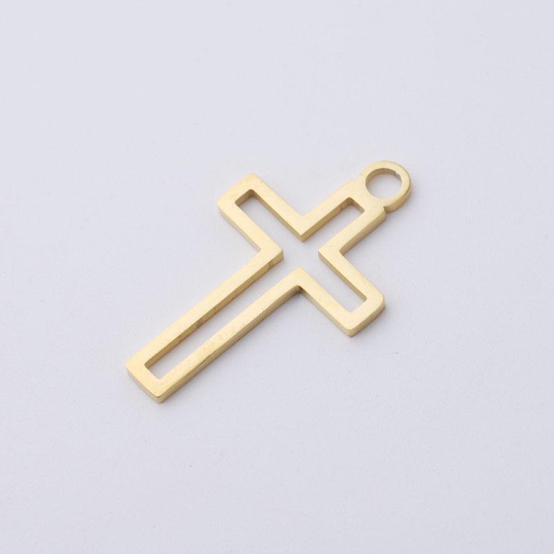 Trendige Edelstahl Aussparungs-Kreuzanhänger Hip-Hop Halskette für Damen