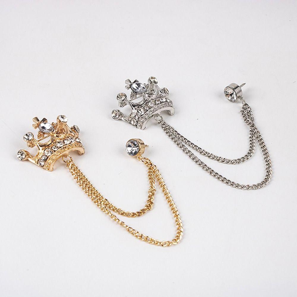 1Pcs Temperament Chain Brooch Vintage Collar Jewelry For Women Dress Mens Shirt Suit Set