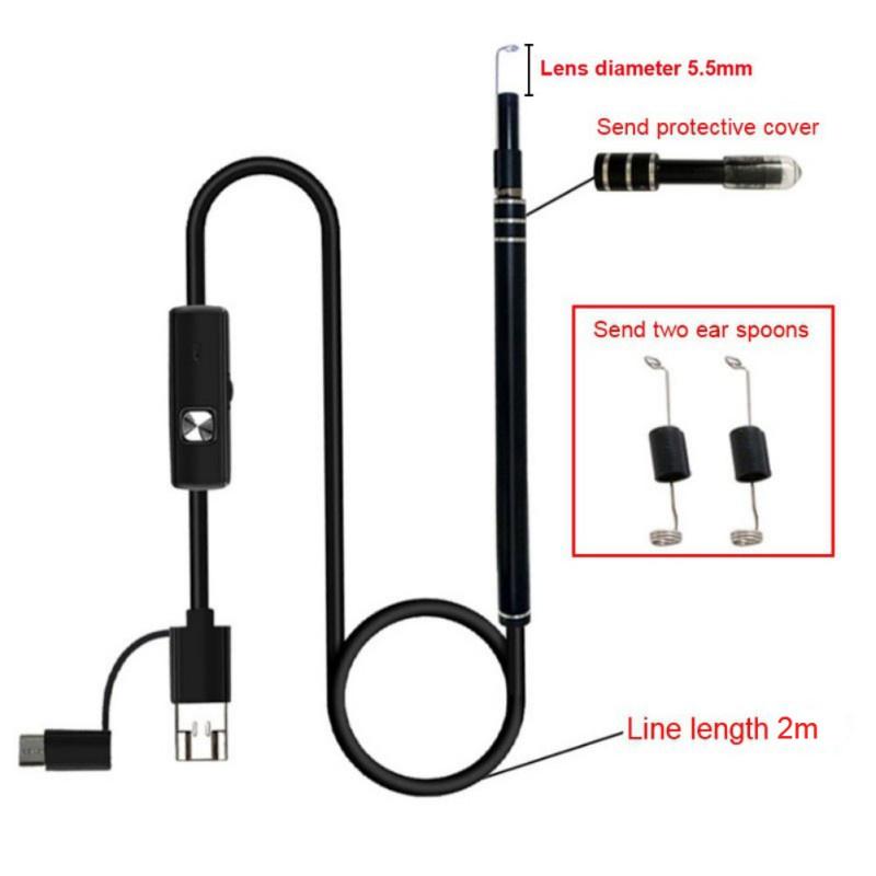 3 In 1 USB Endoscope HD Visual Ear Cleaning Earpick Spoon with 6 LED Light Ear Cleaning Tools