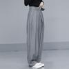 Men's Black Yamamoto-Style Wide-Leg Suit Pants: Elegant Drapey Design for Spring and Autumn