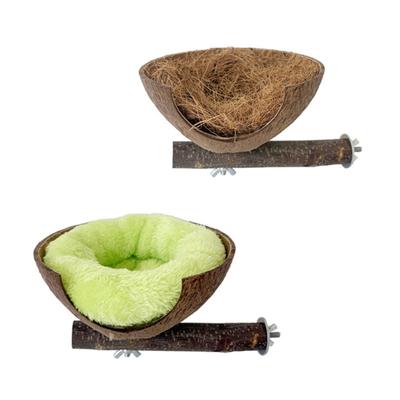 Comfortable Natural Coconut Bird Nest and Perch for Small Bird Budgies Easy To Clean Home Parrots Habitat Shelter Place