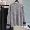 Women's Loose Fit Round Neck Color-Block Wool Blend Sweater