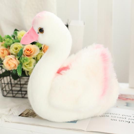 25cm Cute Black/White Swan Companion PP Cotton Plush Animal Doll Stuffed Toy Children Gift