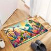 Cartoon Colorful Dinosaur Jungle Sun Landscape Print Area Rug Non‑Slip Rectangular Floor Mat Prehistoric Home Decor