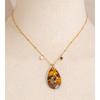 Yhpup 32mm Natural Stone Amazonite Tiger Aventurine Amethyst Drop Pendant Necklace for Women Stainless Steel France Jewelry Gift