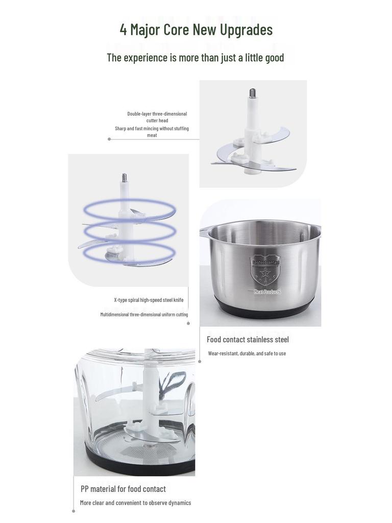 Compact Stainless Steel Electric Food Processor: Multi-functional Meat & Vegetable Grinder, Garlic Mincer & Chopper