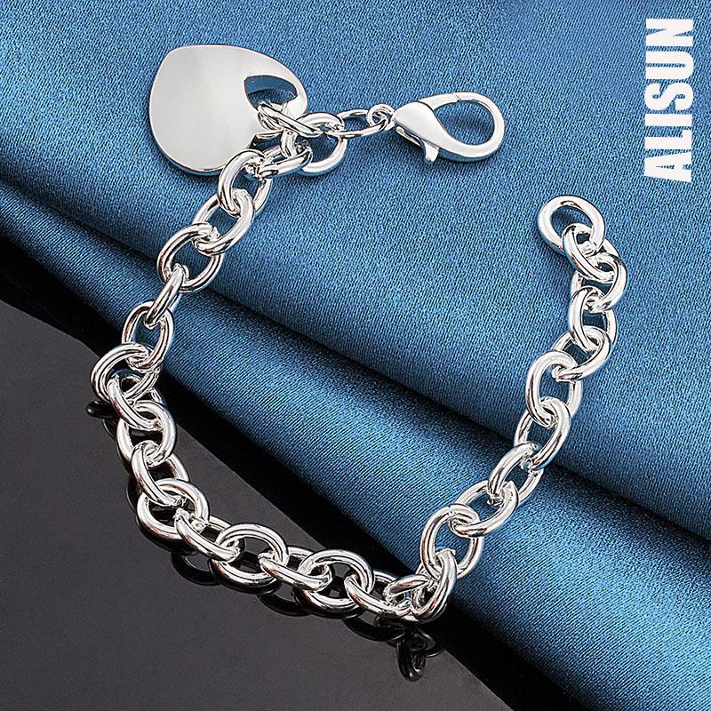 925 Sterling Silver Heart-shaped Pendant Bracelet Fashionable Wedding Jewelry
