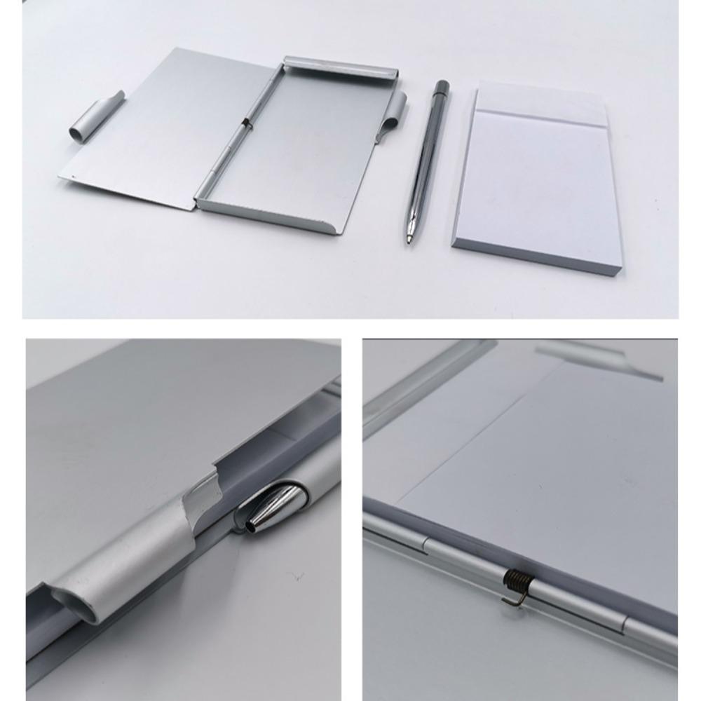 Aluminum Pocket Notebook Portable Travel Notepad with Pen Holder for Office Home Mini Notepad
