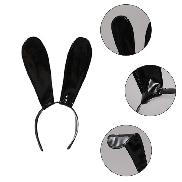 Fascia con Orecchie da Coniglio in Pelle Morbida Copricapo di Halloween Accessori per Capelli Fatti a Mano