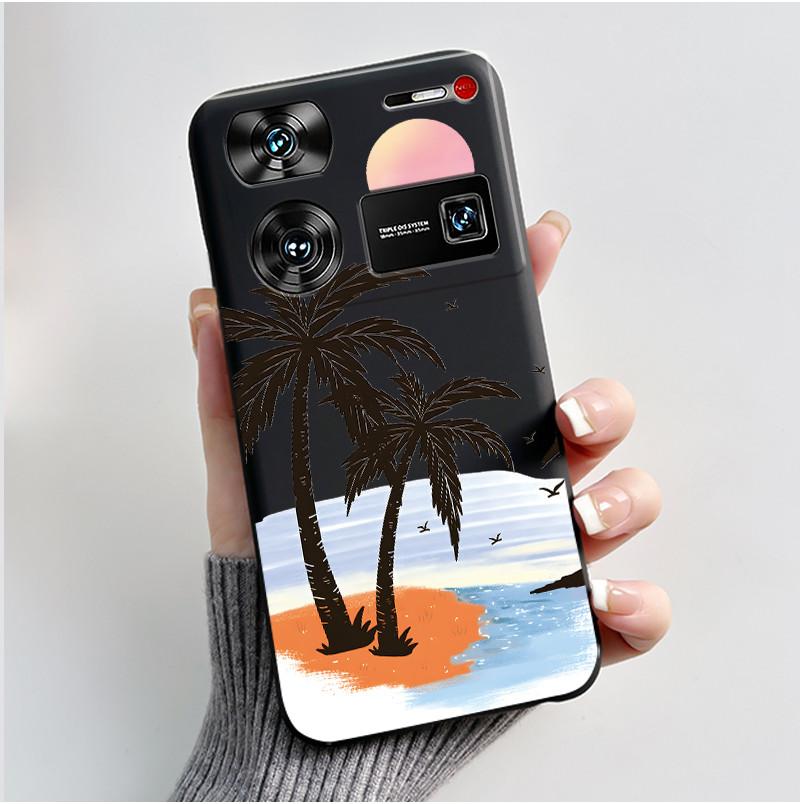 Cute Case For ZTE Nubia Z60 Ultra 5G Capa Fundas Printing Shells Protective Back Cover Soft Silicone Cartoon Black Casing Coque