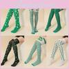 Жіноча св. Шамрокові панчохи до стегна на День Святого Патрика, шкарпетки вище коліна, смугасті
