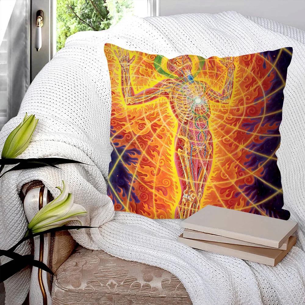 Abstract Alex Grey Trippy Psychedelic Pillow Bedroom Sofa Leisure Comfort Cushion Car Living Room Home Decoration