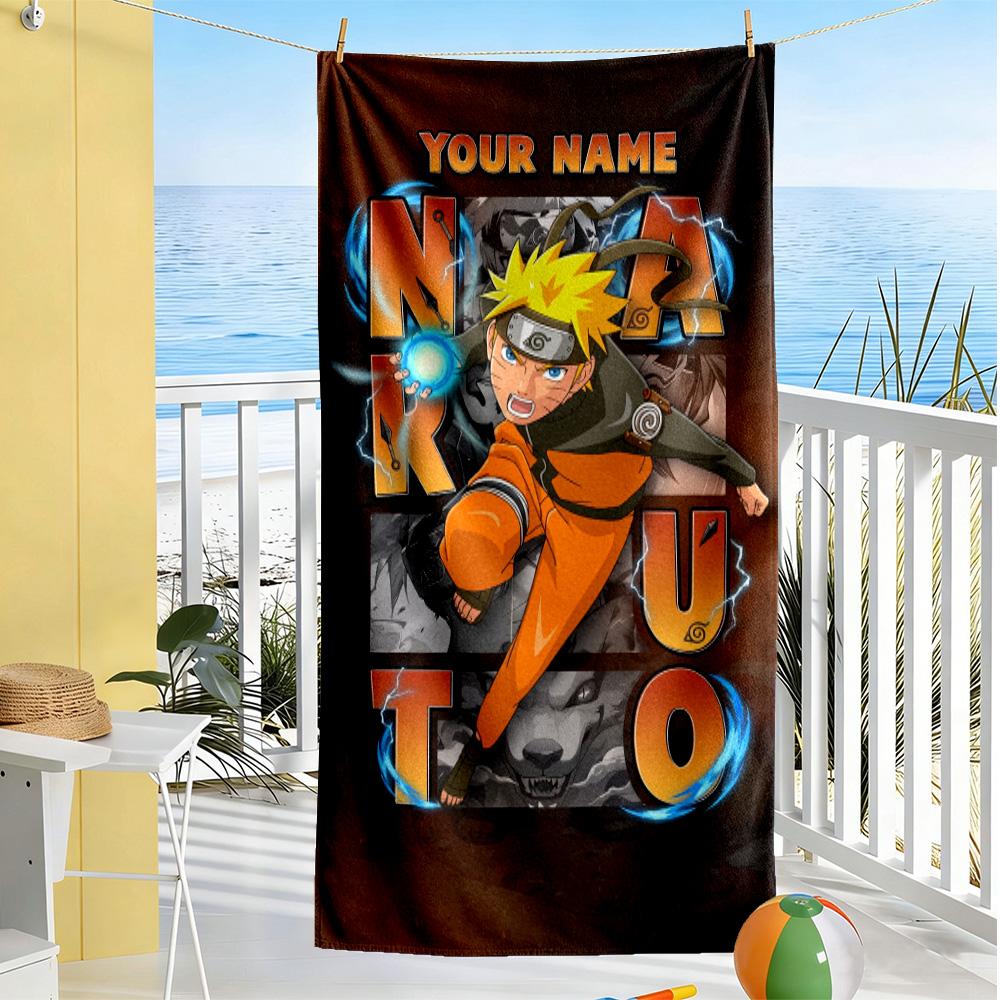 Naruto Character Customize Your Name Beach Towel High Absorbency & Quick-Dry Suitable for Sports Travel Swimming Yoga Bathroom Beach And Pool