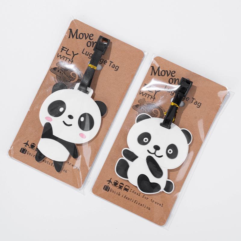 Panda Cartoon PVC Luggage Tag - Creative Travel Boarding Pass for Suitcase