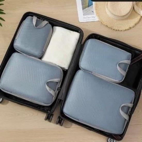 Compression travel pouch bag 4-piece set washable water-repellent 60 gray