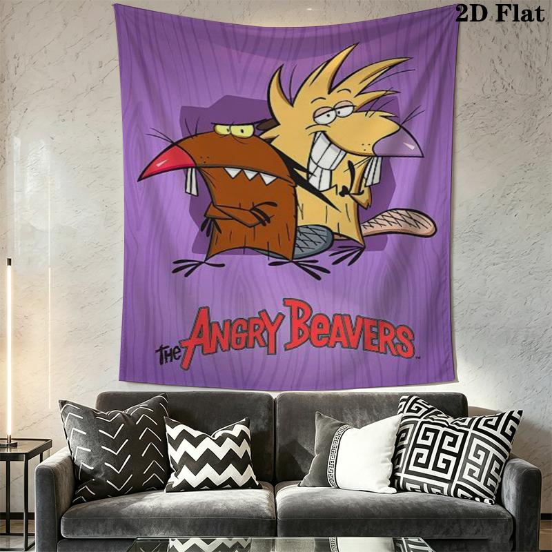 The Angry Beavers Wall Tapestry Aesthetic Wall Hanging Printed Fabric Blanket Decorative Tapestries for Bedroom Living Room Home Decor