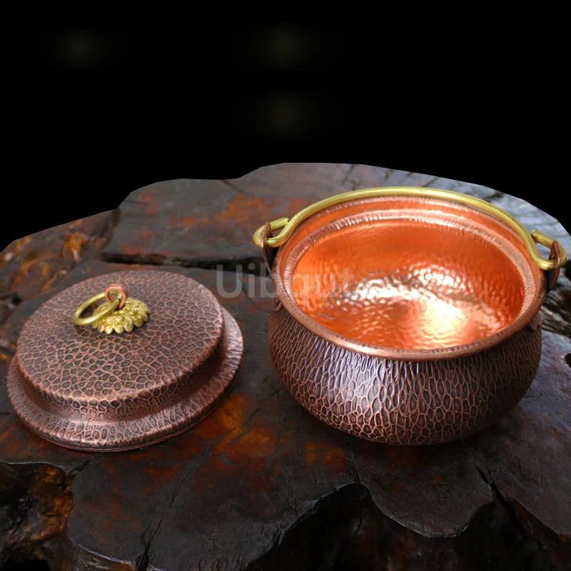 Gong Pot Manual Thickened Braised Rice, Porridge and Stewed Meat Hotpot Pots for Cooking Pure Copper Vintage Soup Stew Pot