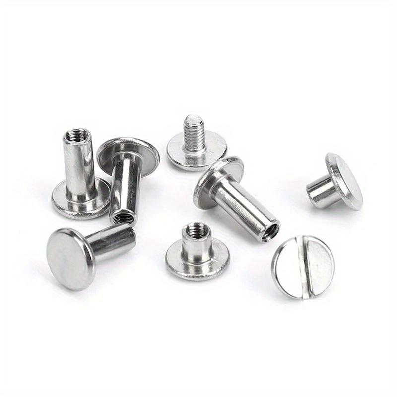 20pcs Stainless Steel Binding Chicago Screws Studs Rivets Slotted Belt Screw for DIY Photo Album Desk Menu Fasteners 9.5mm cap