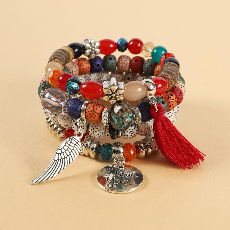 

Retro personalized multi-layer stacked beaded bracelet Exotic bohemian men s and women s niche bracelet