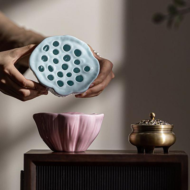 Keramischer Lotusblumenhalter Zen Lotusblumenvase Blumensteckhalter Keramikblume Hydrokulturbehälter Heimdekoration