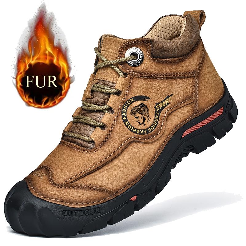 Winter Wear-resistant Mountaineering Boots Plush Warm High Quality Leather Outdoor Waterproof Boots for Work Walking Snow Boots