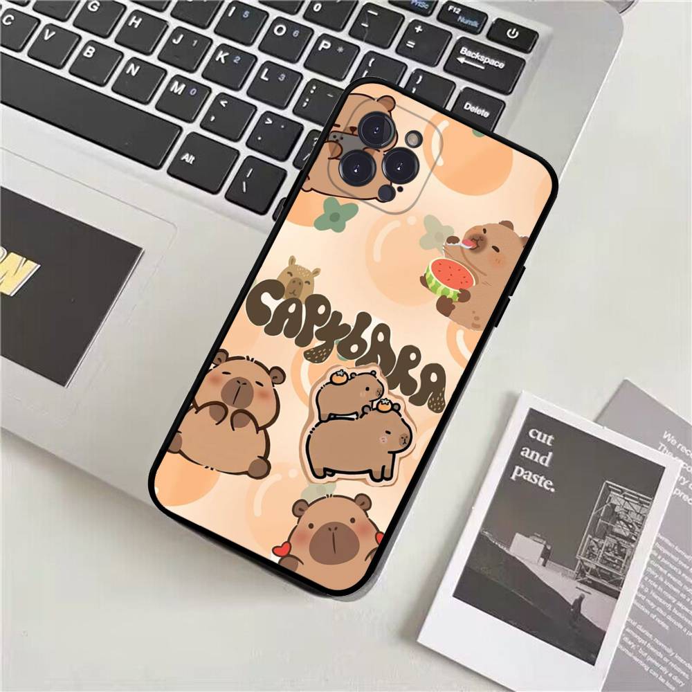 Cartoon Capybara Phone Case For IPhone 17 16 15 14 11 12 13 Mini Pro XS Max Plus Funda Shell