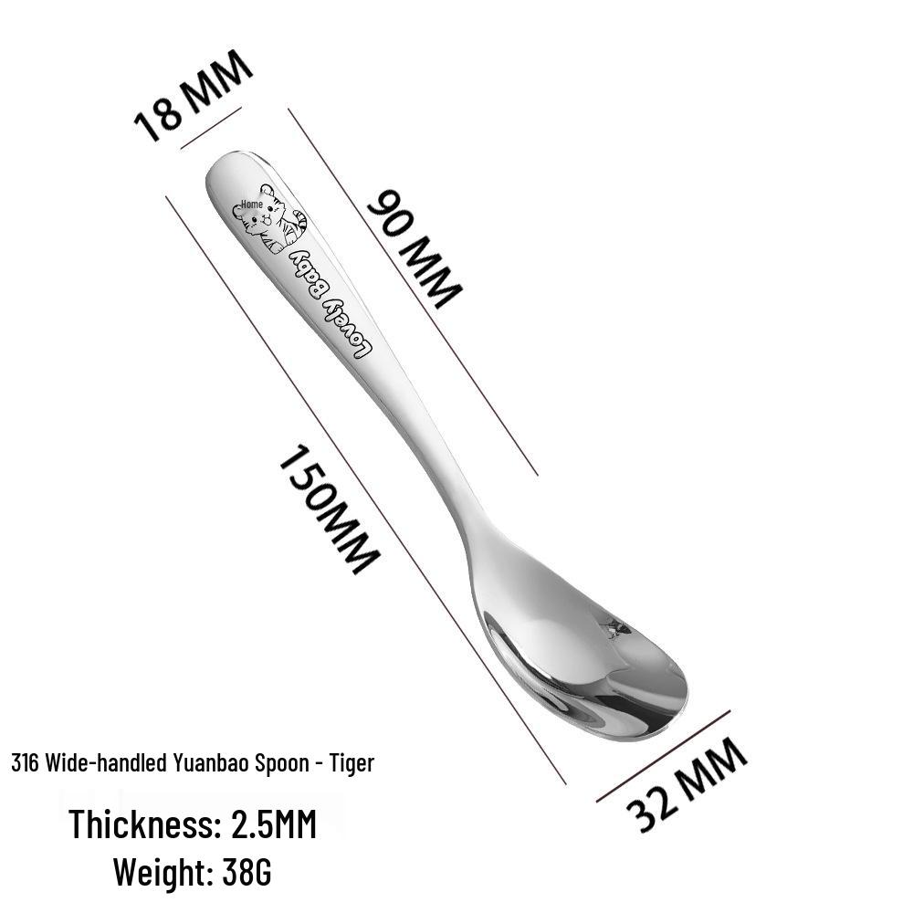 Kids' Cartoon Yuanbao Stainless Steel Spoon & Fork Set – Adorable Tableware for Baby Meals