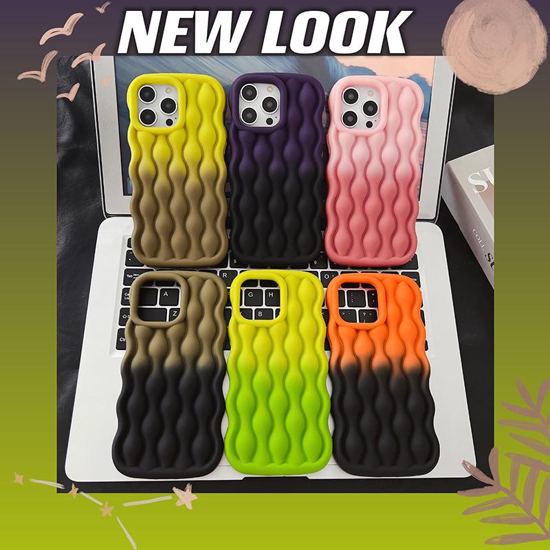 

Gradient Double Color Matching 3D Wave Phone Case For Apple iPhone 14 13 12 Pro Max Mini 11 Pro Max Plus Soft TPU Standard Cover