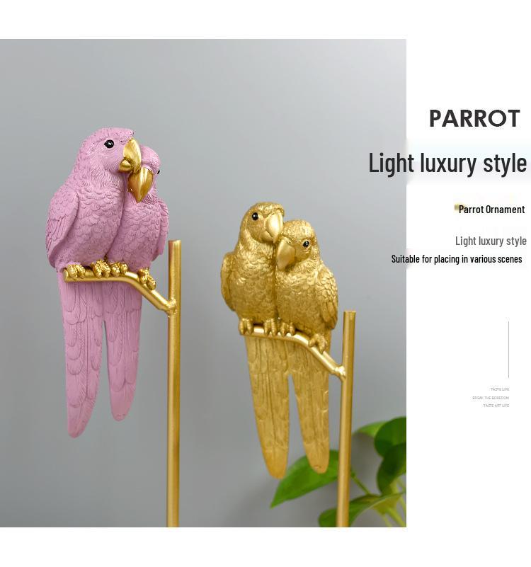 European Creative Parrot Resin TV Cabinet Ornament with Copper for Living Room Decor