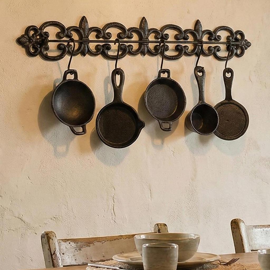 Cast Iron Wall Sculpture Tableware Decor Background Artwork Quick & Easy Mount Accent Metal for